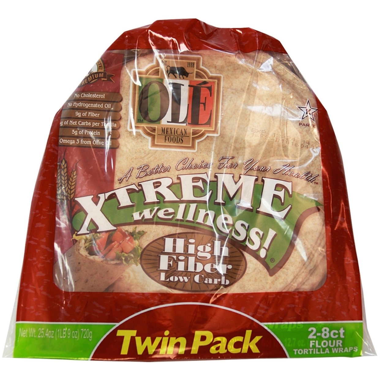 Ole Mexican Ole Xtreme Wellness High Fiber Low Carb Tortilla Wraps ...