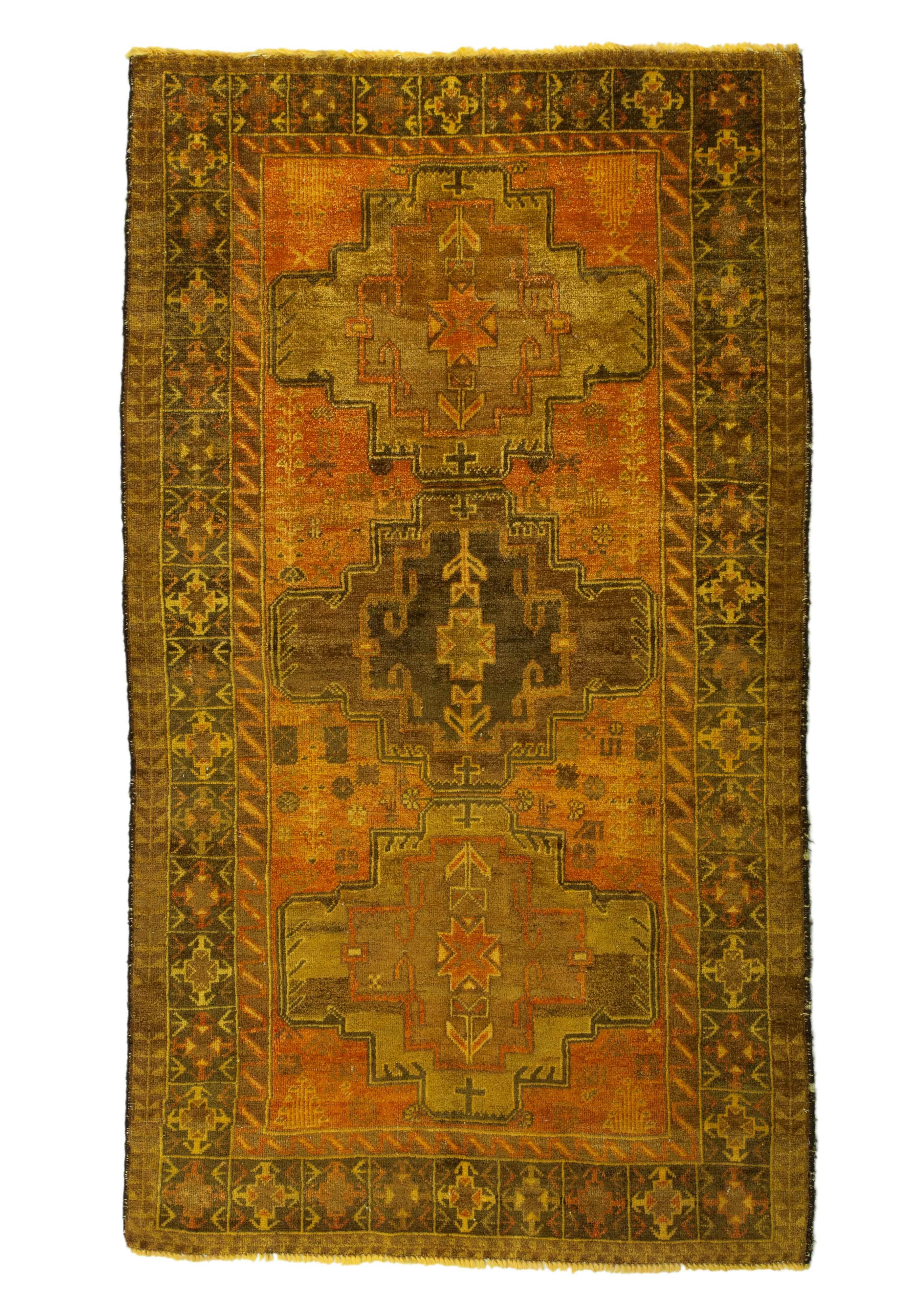4x6 Overdyed Vintage Tribal Gold Rug Woh-2515