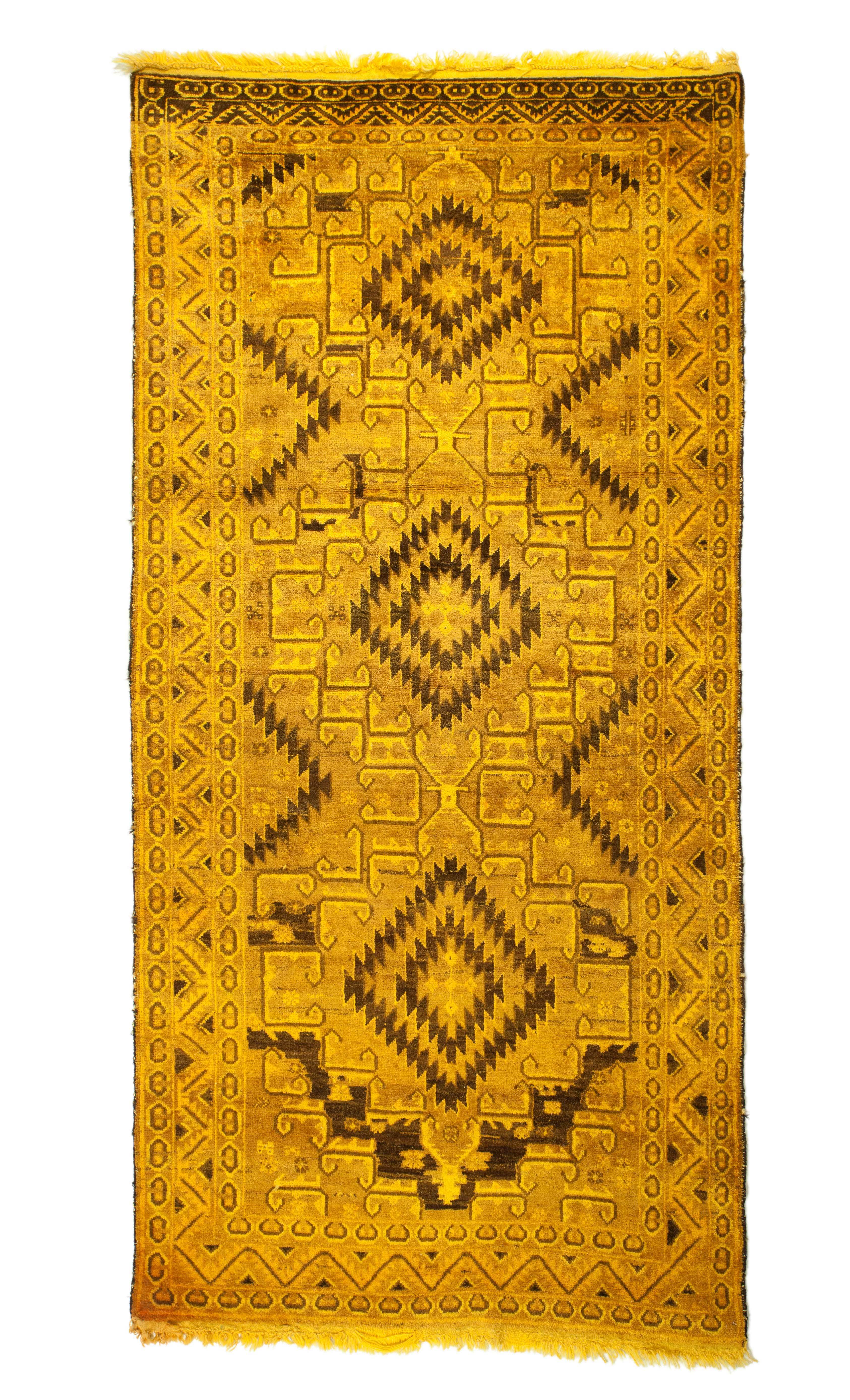 4x7 Overdyed Vintage Tribal Gold Rug Woh-2519