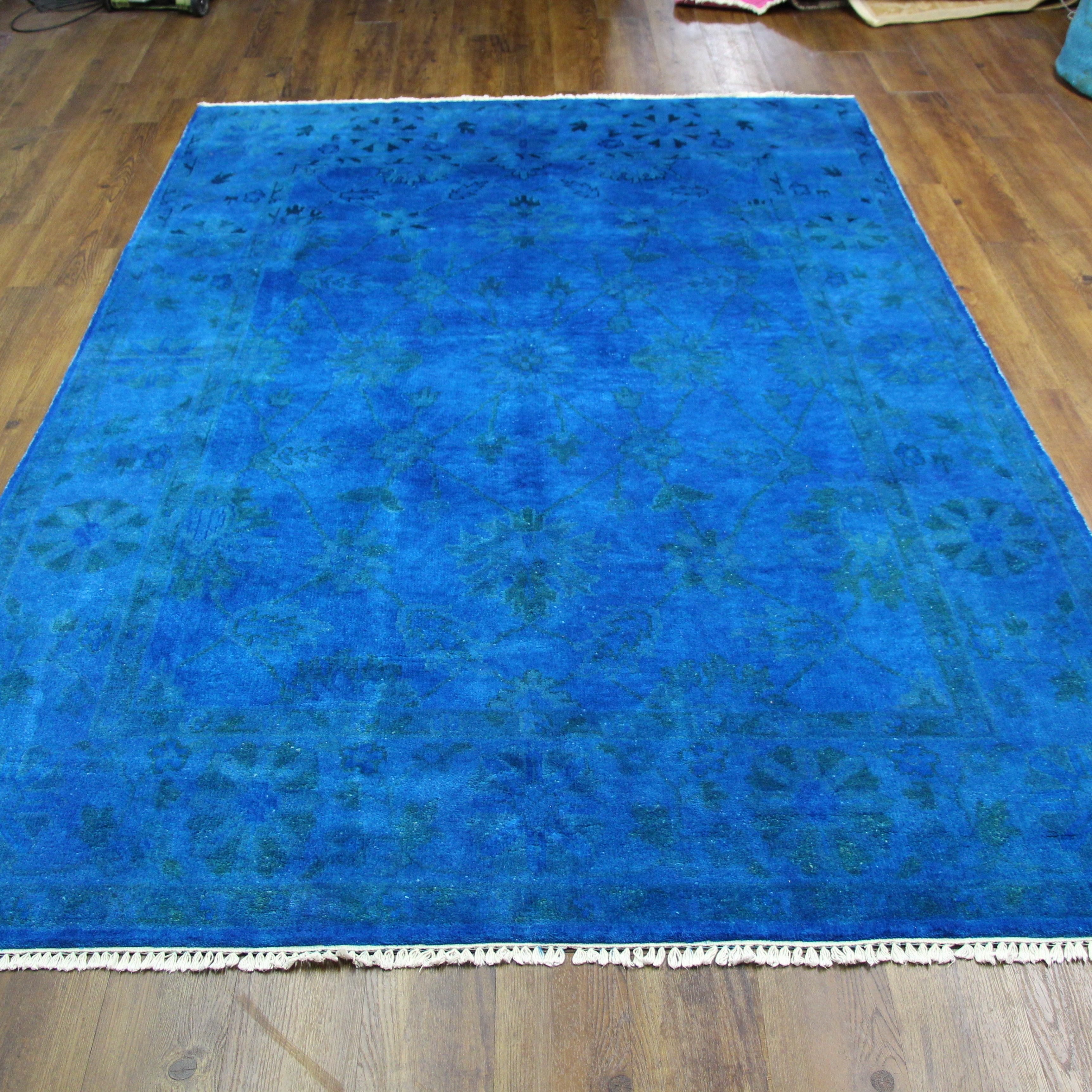 6x9 Overdyed Cobalt Blue One Of A Kind Wool Rug 2721