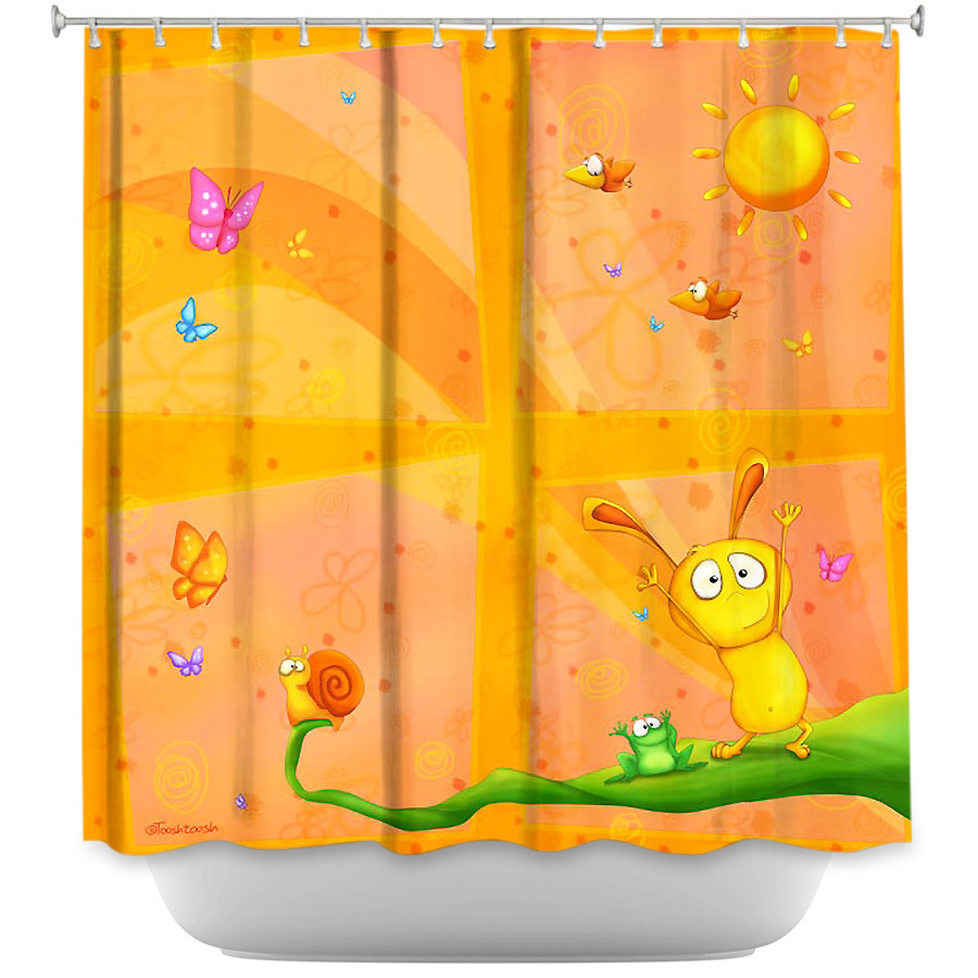 Shower Curtain - Dianoche Designs - Happy Baby Orange