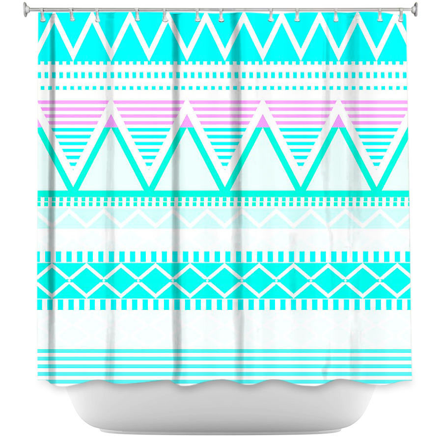 Shower Curtain - Dianoche Designs - Bright Turquoise Tribal