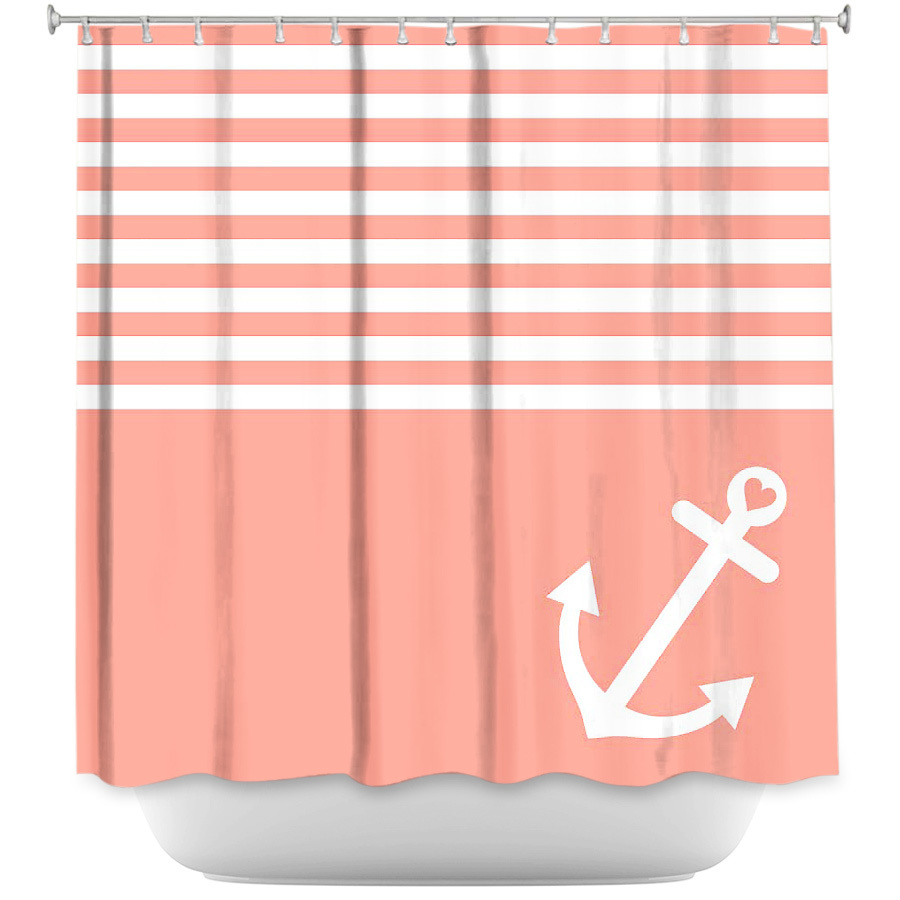 Shower Curtain - Dianoche Designs - Coral Love Anchor Nautical