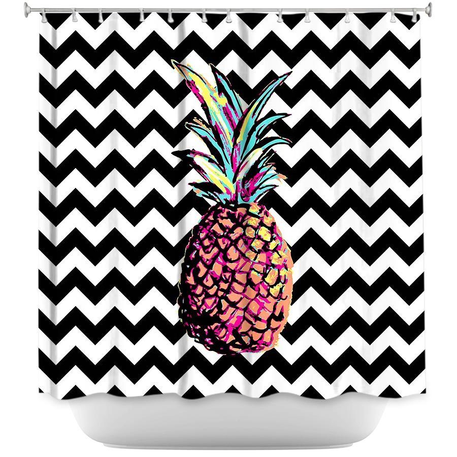 Shower Curtain - Dianoche Designs - Party Pineapple Chevron