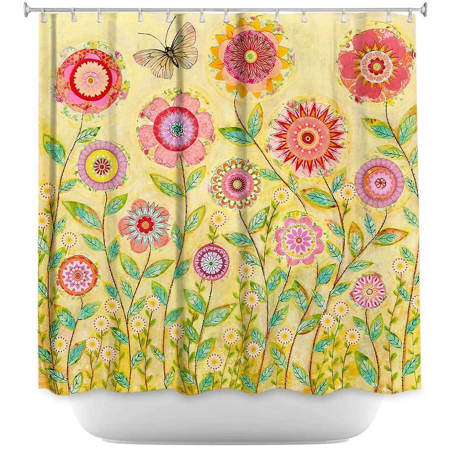 Shower Curtain - Dianoche Designs - July Flowers Butterfly