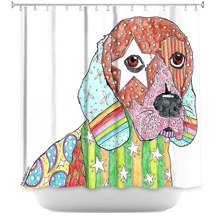 Shower Curtain - Dianoche Designs - Beagle Dog White