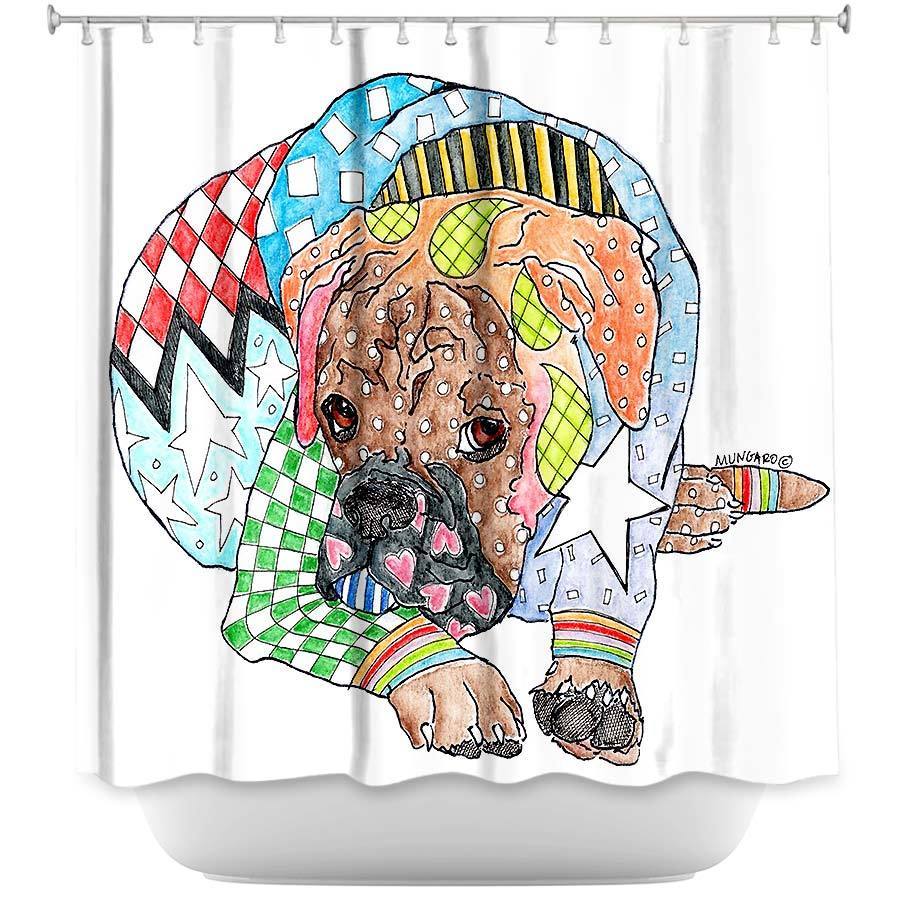 Shower Curtain - Dianoche Designs - Boxer Dog White