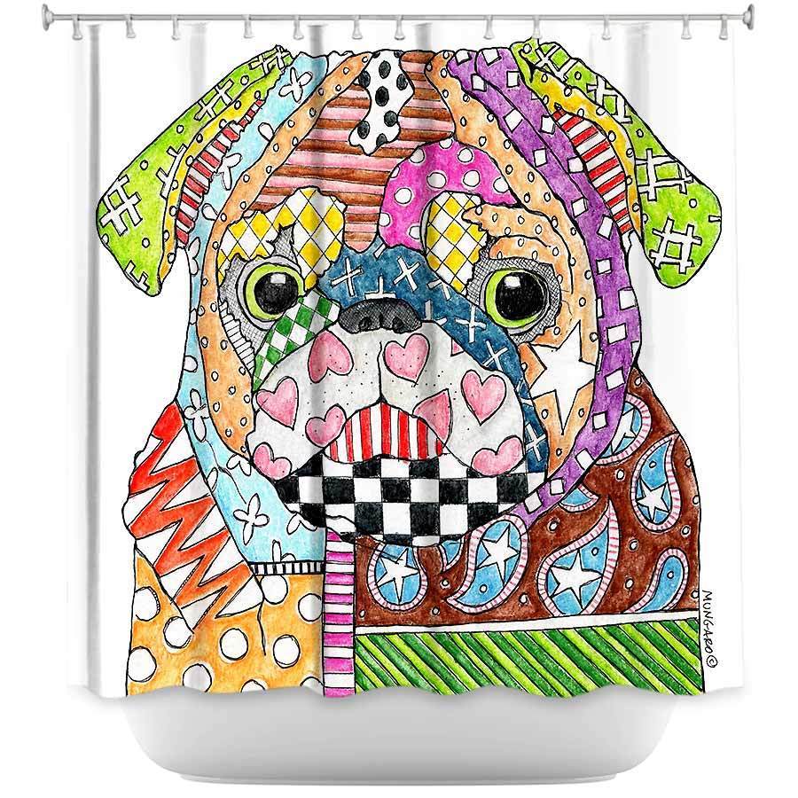 Shower Curtain - Dianoche Designs - Pug Dog White