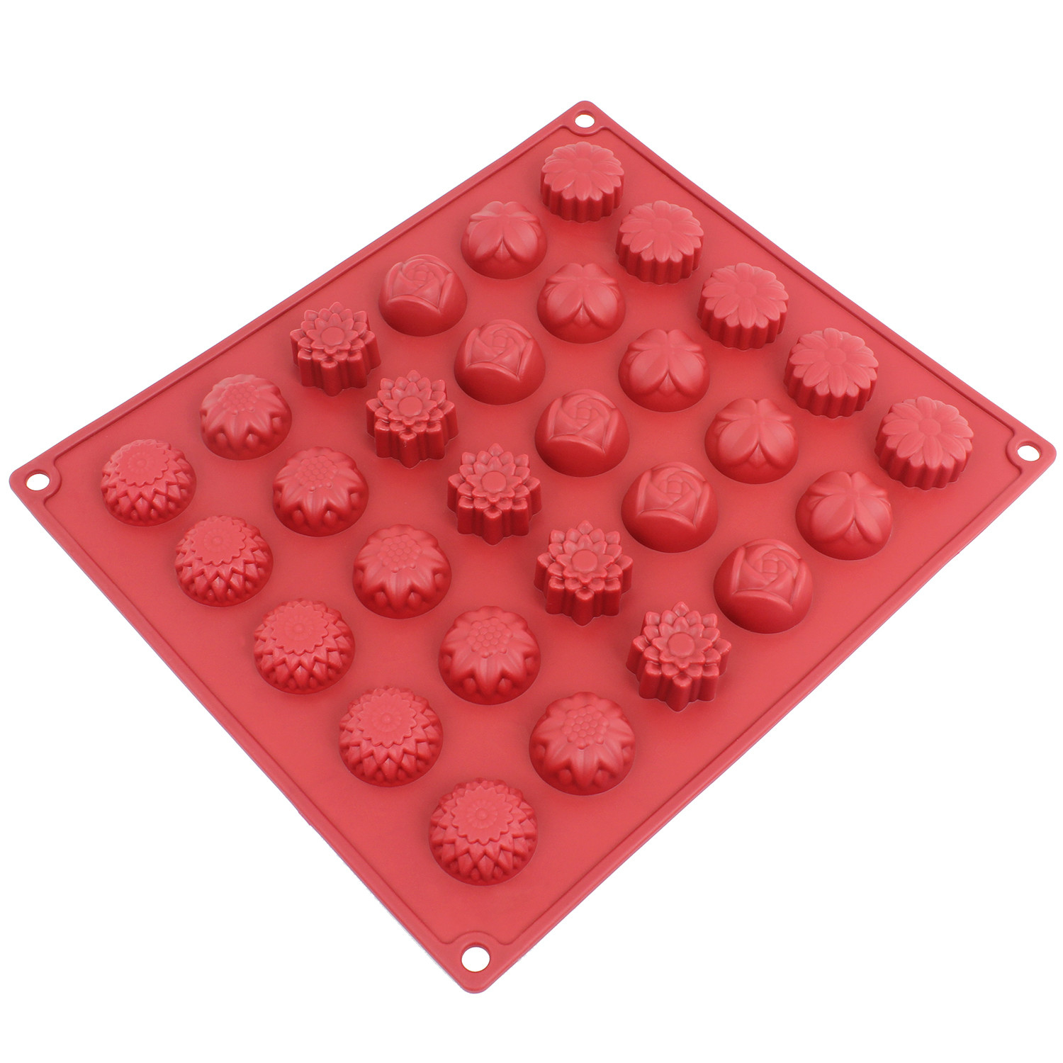 Freshware Silicone Mold, Chocolate Mold, Candy Mold, Ice Mold, Soap Mold for Chocolate, Candy and Gummy, Flower, 30-Cavity