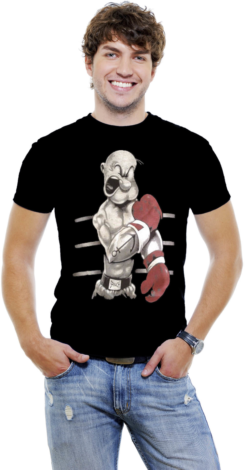 Popeye Boxing T-shirt Sofot Cotton Men's T-Shirts Assorted Colors Sizes S-5XL