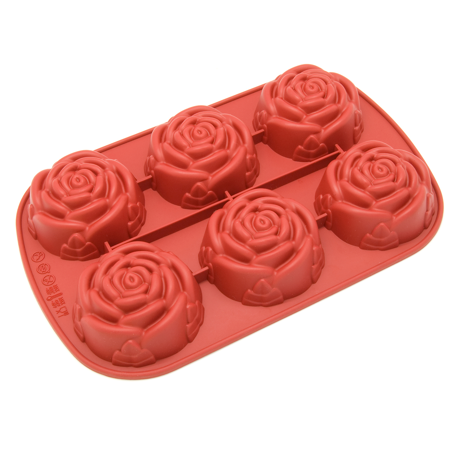 Freshware Silicone Mold, Soap Mold for Pudding, Muffin, Cupcake, Cheesecake and Soap, Rose, 6-Cavity