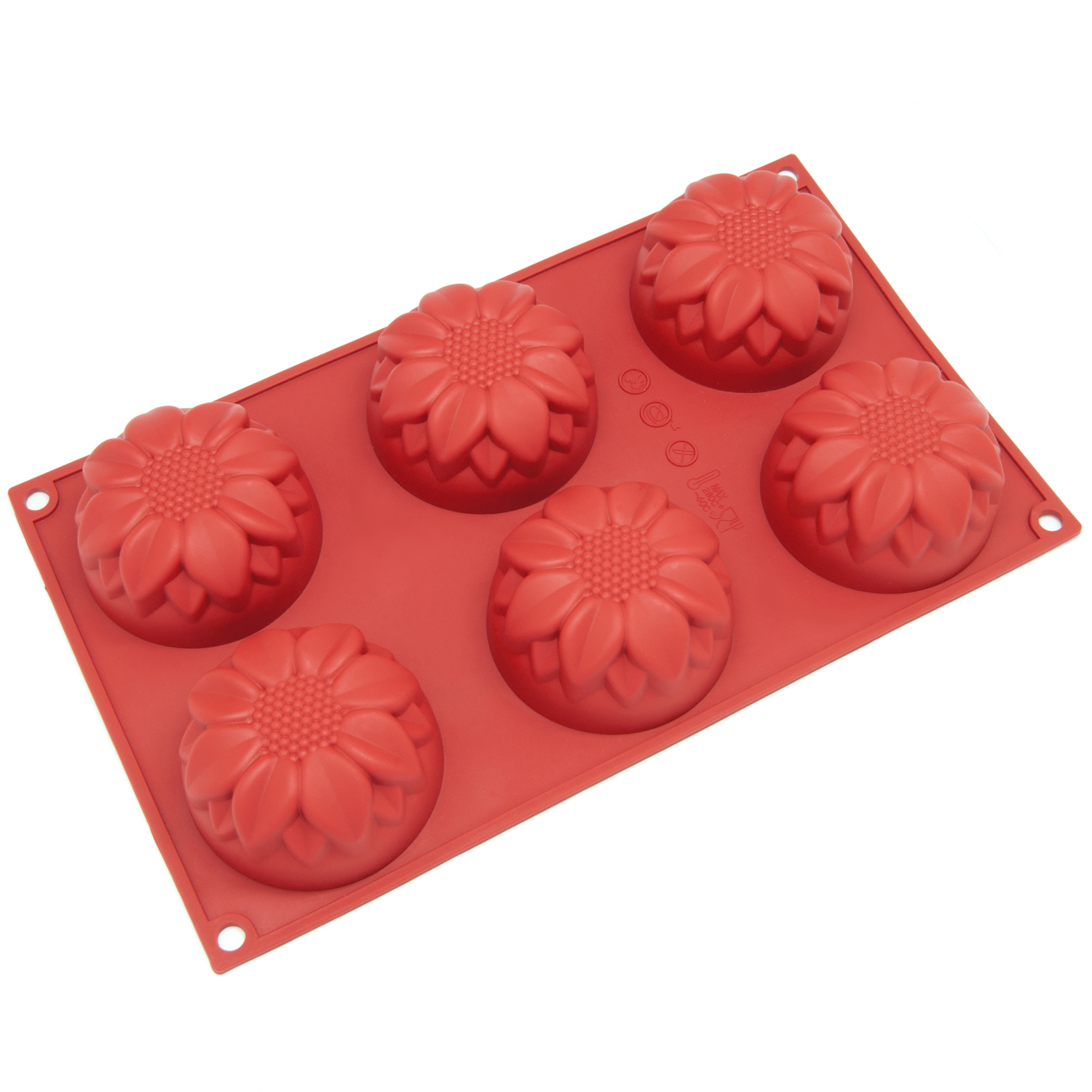 Freshware Silicone Mold, Soap Mold for Pudding, Muffin, Cupcake, Cheesecake and Soap, Sun Flower, 6-Cavity