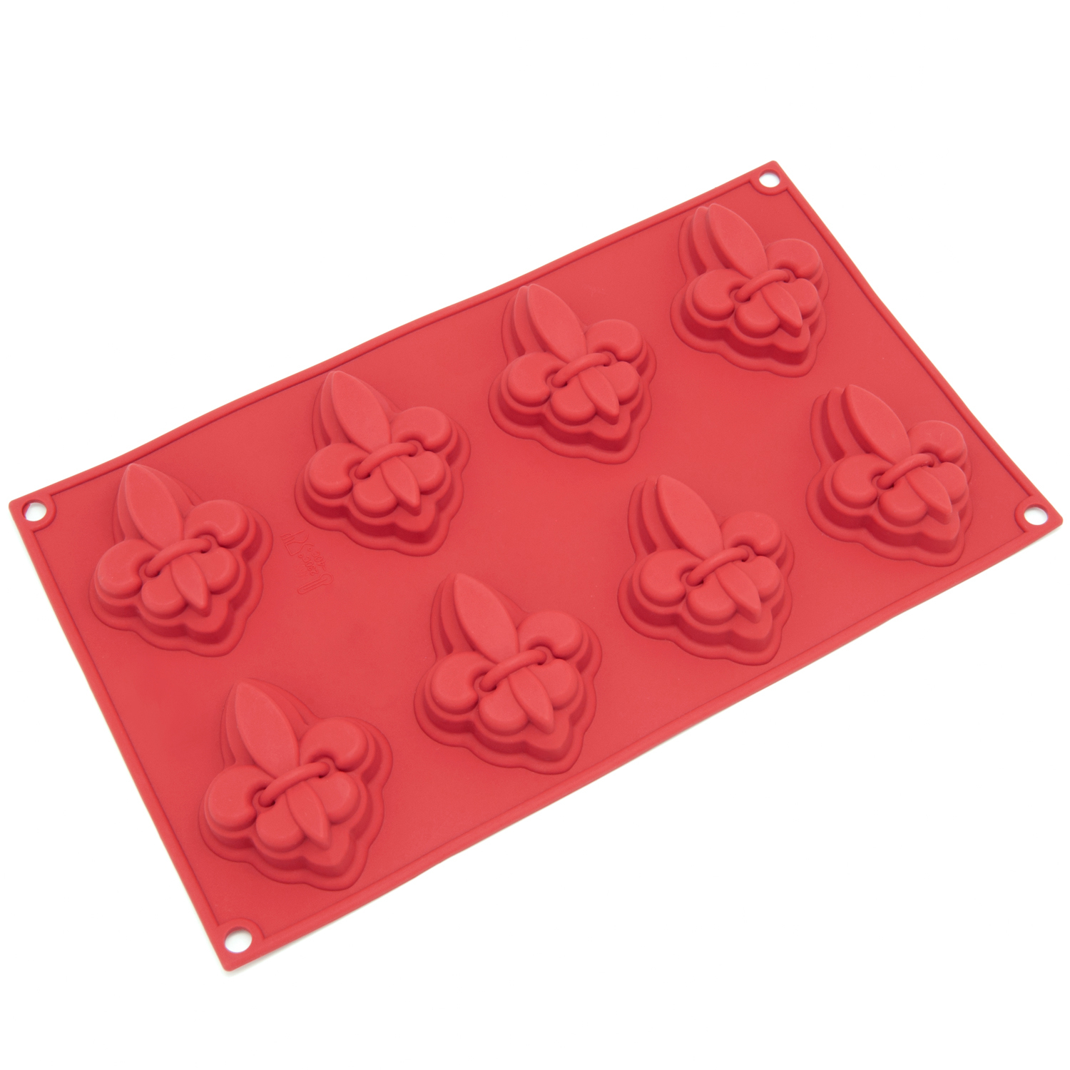 Freshware Silicone Mold, Soap Mold for Pudding, Muffin, Cupcake, Cheesecake and Soap, Fleur-de-lis, 8-Cavity