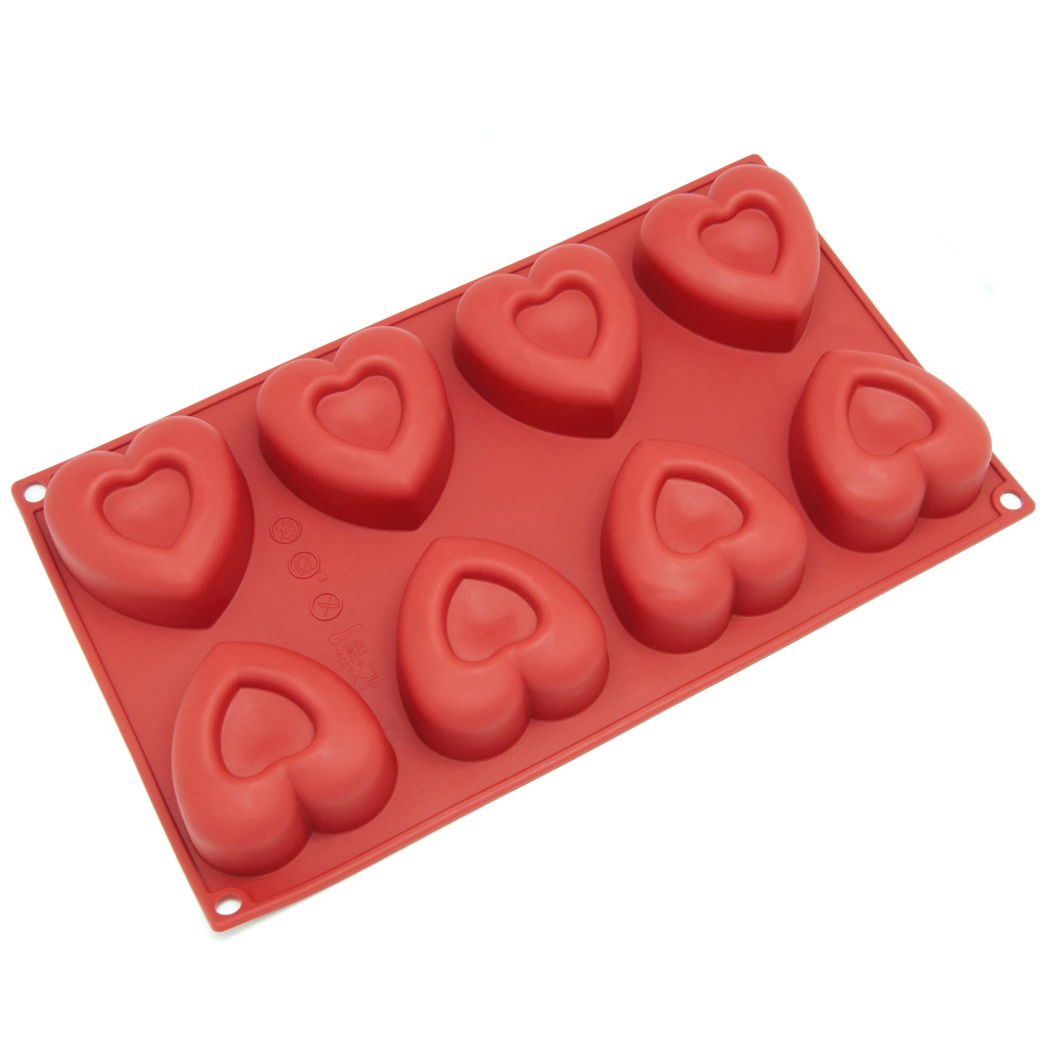 Freshware Silicone Mold, Soap Mold for Cupcake, Muffin, Pudding, Cheesecake, and Soap, Valentine Heart, 8-Cavity