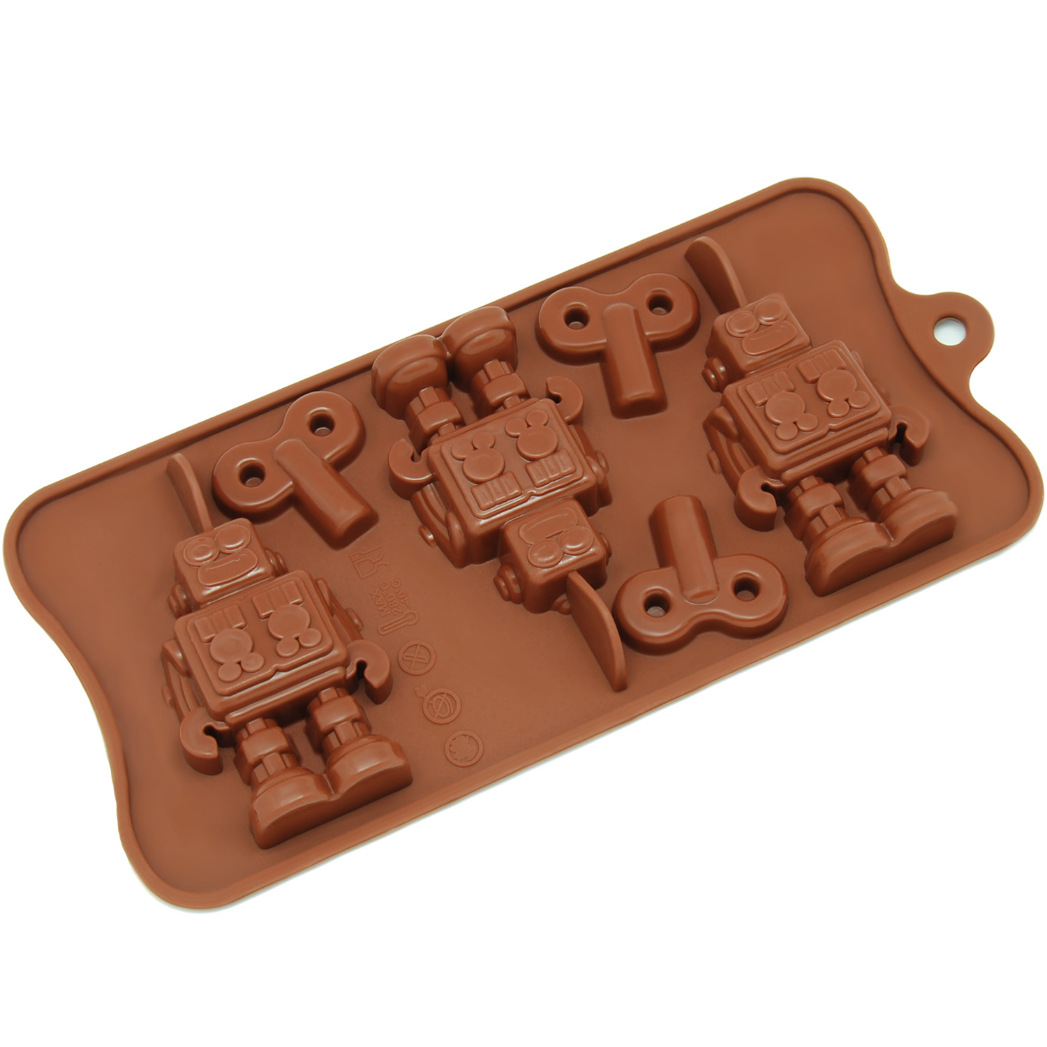 Freshware Silicone Mold, Chocolate Mold, Candy Mold, Ice Mold, Soap Mold for Chocolate, Candy and Gummy, Robot , 6-Cavity