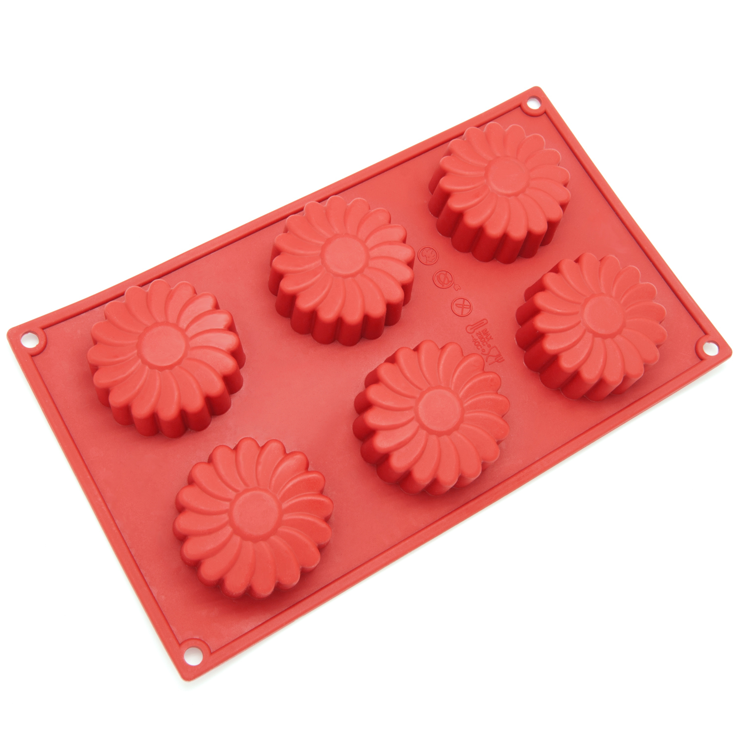Freshware Silicone Mold, Soap Mold for Cupcake, Muffin, Pudding, Cheesecake, Jello Shot and Soap, Daisy Flower, 6-Cavity