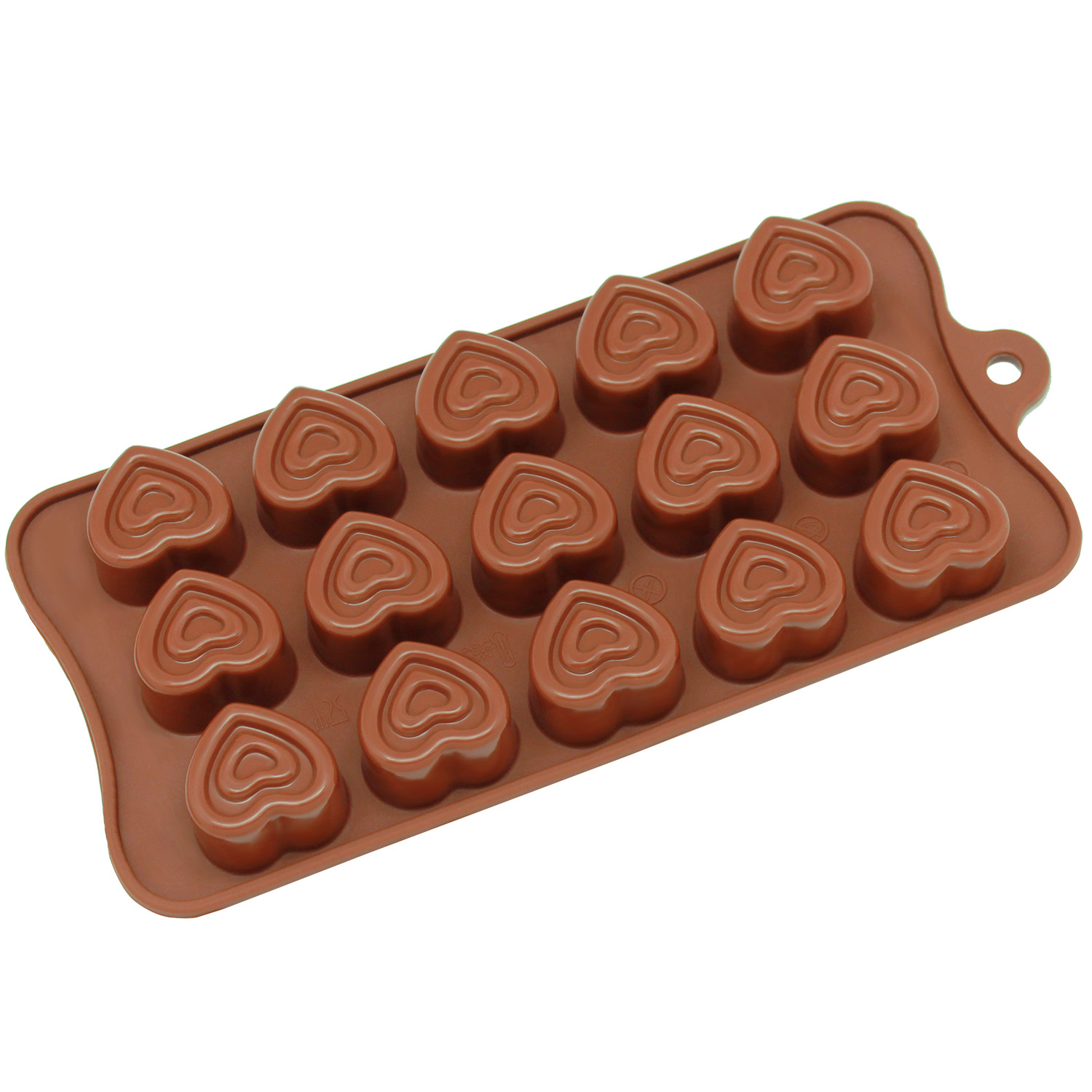 Freshware Silicone Mold, Chocolate Mold, Candy Mold, Ice Mold, Soap Mold for Chocolate, Candy and Gummy, Double Heart, 15-Cavity