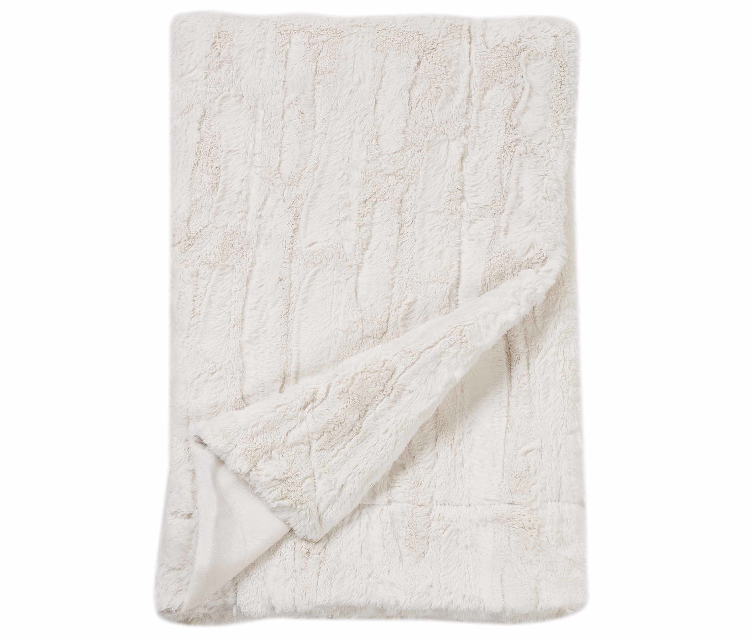 Home Decor Embossed Cozy Faux-fur Throw 50\" X 60\" - 8 Solid Colors - White