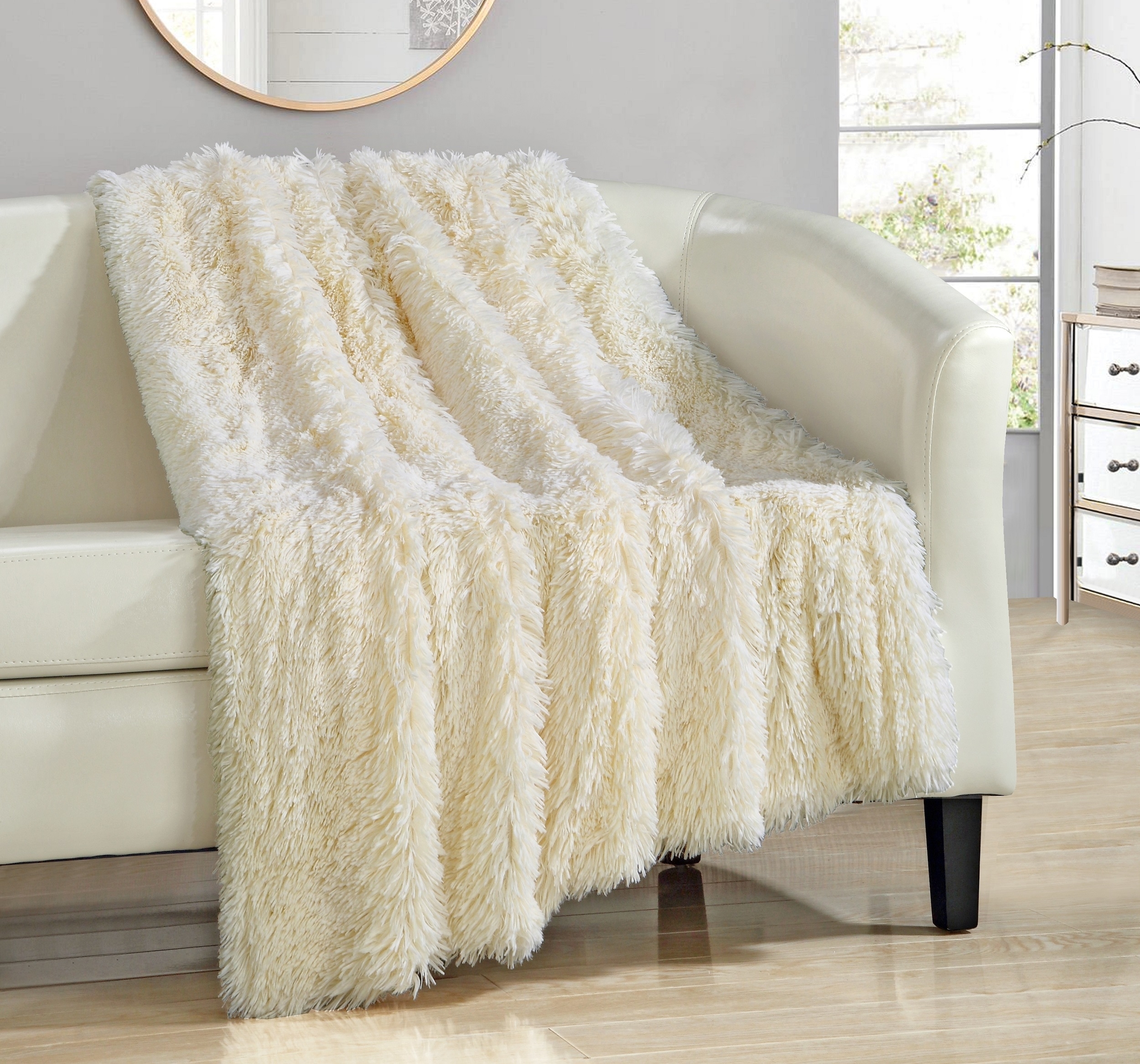 Alaska Shaggy Faux Fur Supersoft Ultra Plush Throw Blanket - Beige
