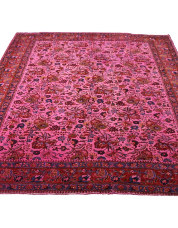 6x9 Overdyed Hot Pink Rug Distressed Vintage Persian 2828