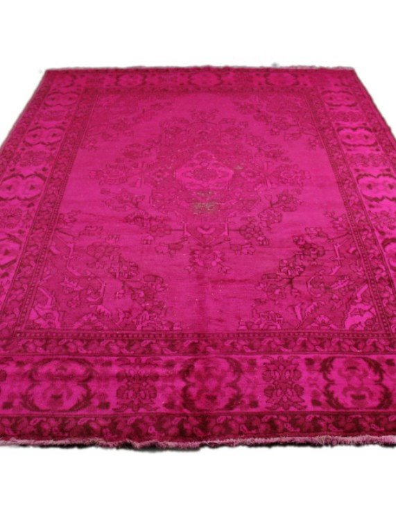 6x9 Overdyed Hot Pink Rug Distressed Vintage Persian 2823