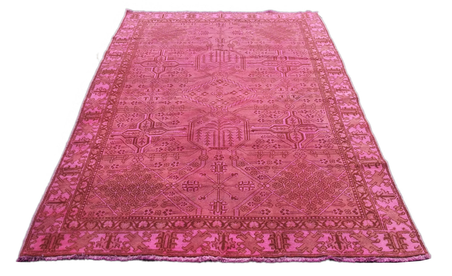 Pink 6x9 Overdyed Persian Semi Antique Rug 2796