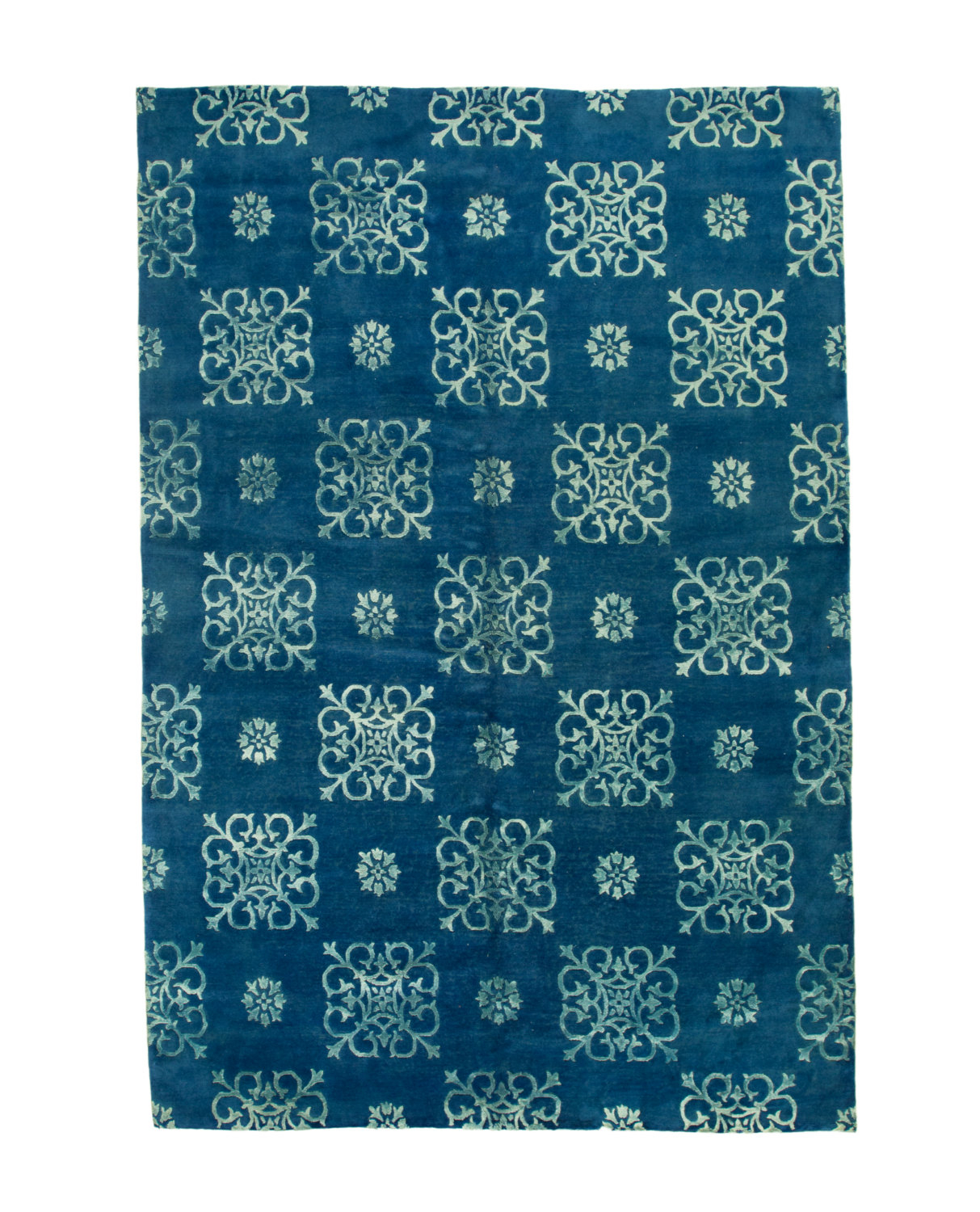 Blue 6x9 Overdyed Silk & Wool Rug 1165