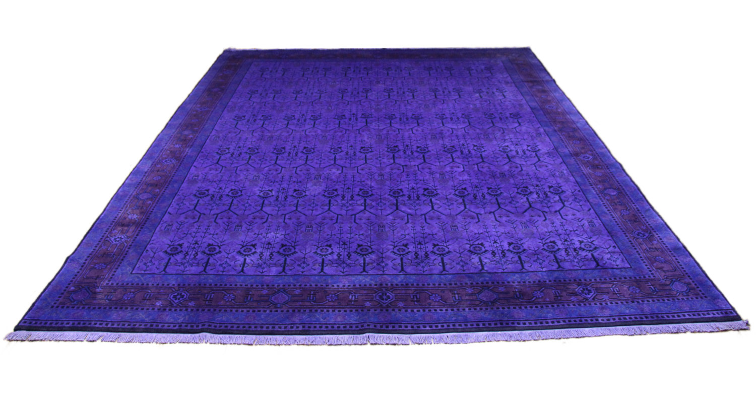 Purple 9x12 Rug Overdyed Chinese Art Deco 2794