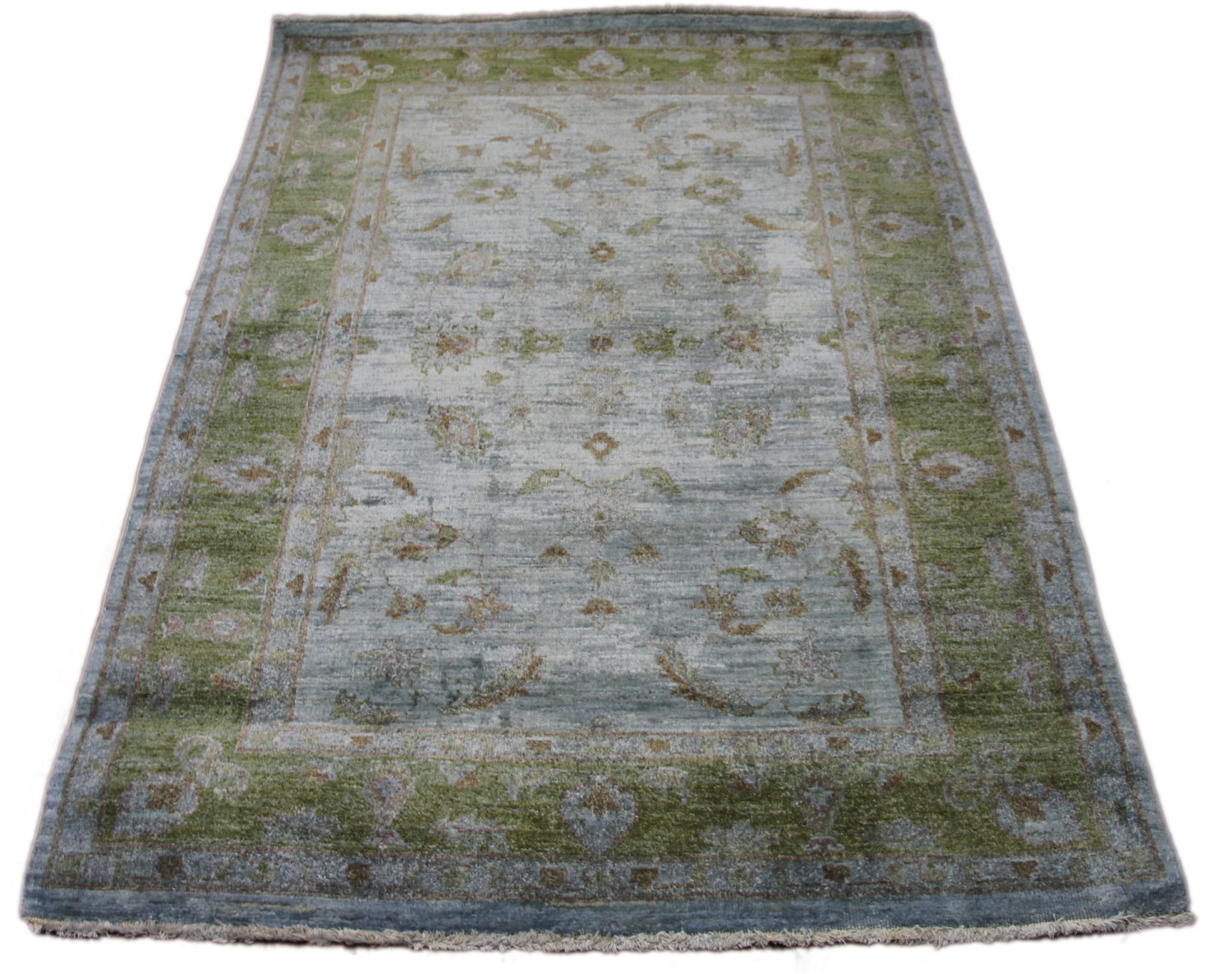 Emerald Peridot Green 4x6 Over-dyed Handknotted Wool Rug 2779