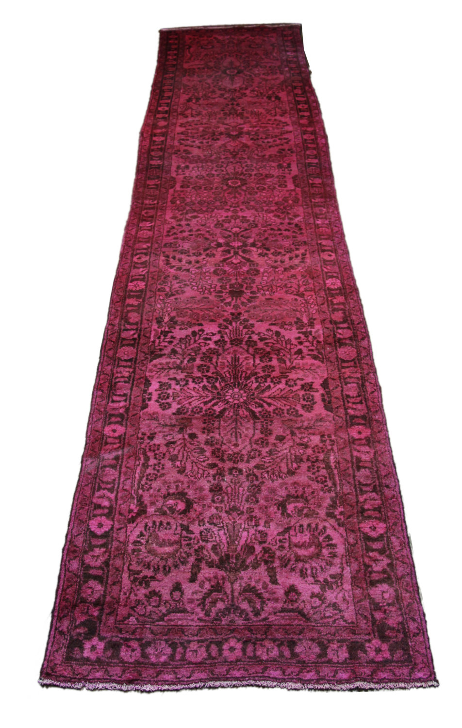 Hot Pink 3x13 Vintage Persian Lillihan Overdyed Runner 2753