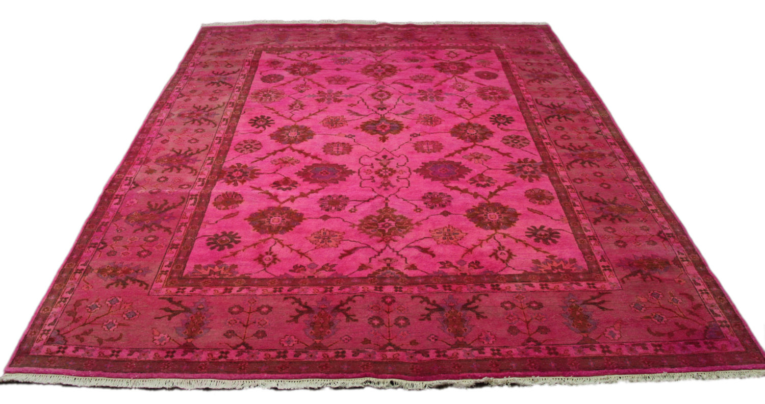 Hot Pink 8x10 Overdyed Sultanabad Wool Rug 2773