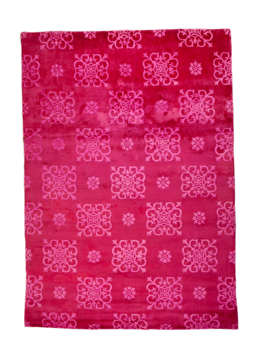 Hot Pink Raspberry 6x9 Overdyed Wool Silk Rug 2662