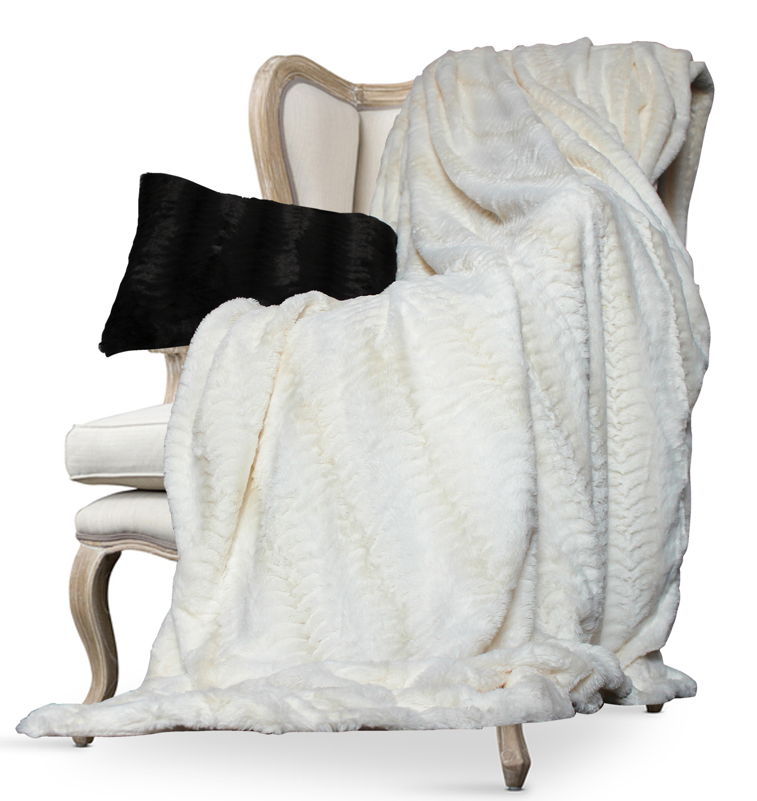 Luxe Collection Micro Mink Faux Fur Blanket - Twin, Cream