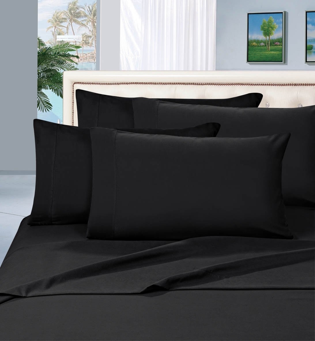 Elegant Comfort 1500 Series Wrinkle Resistant Egyptian Quality Hypoallergenic Ultra Soft Luxury 4-piece Bed Sheet Set, Queen, Black