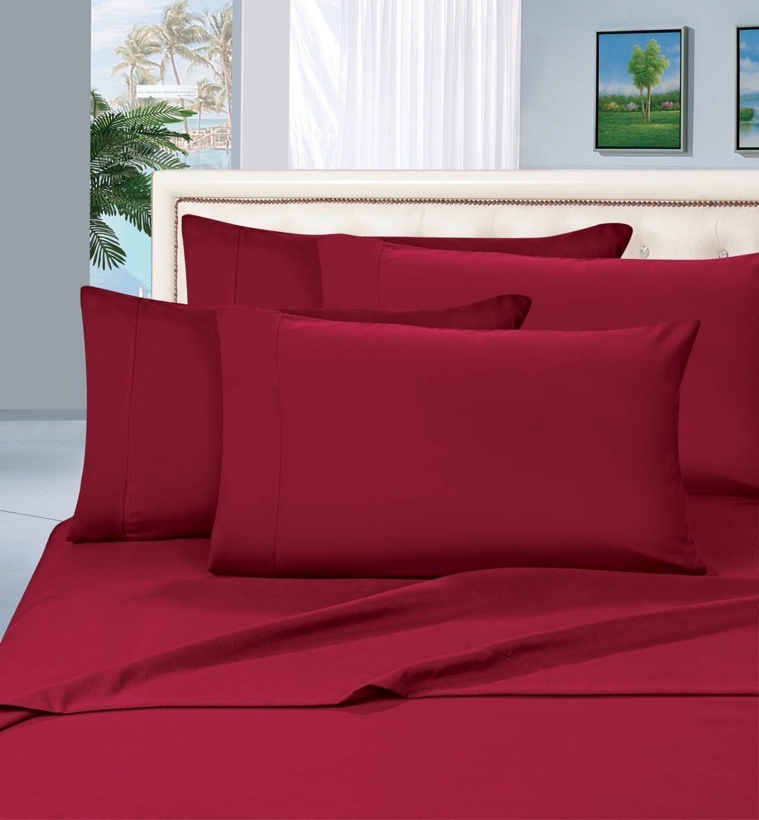 Elegant Comfort 1500 Series Wrinkle Resistant Egyptian Quality Hypoallergenic Ultra Soft Luxury 4-piece Bed Sheet Set, Queen, Burgundy
