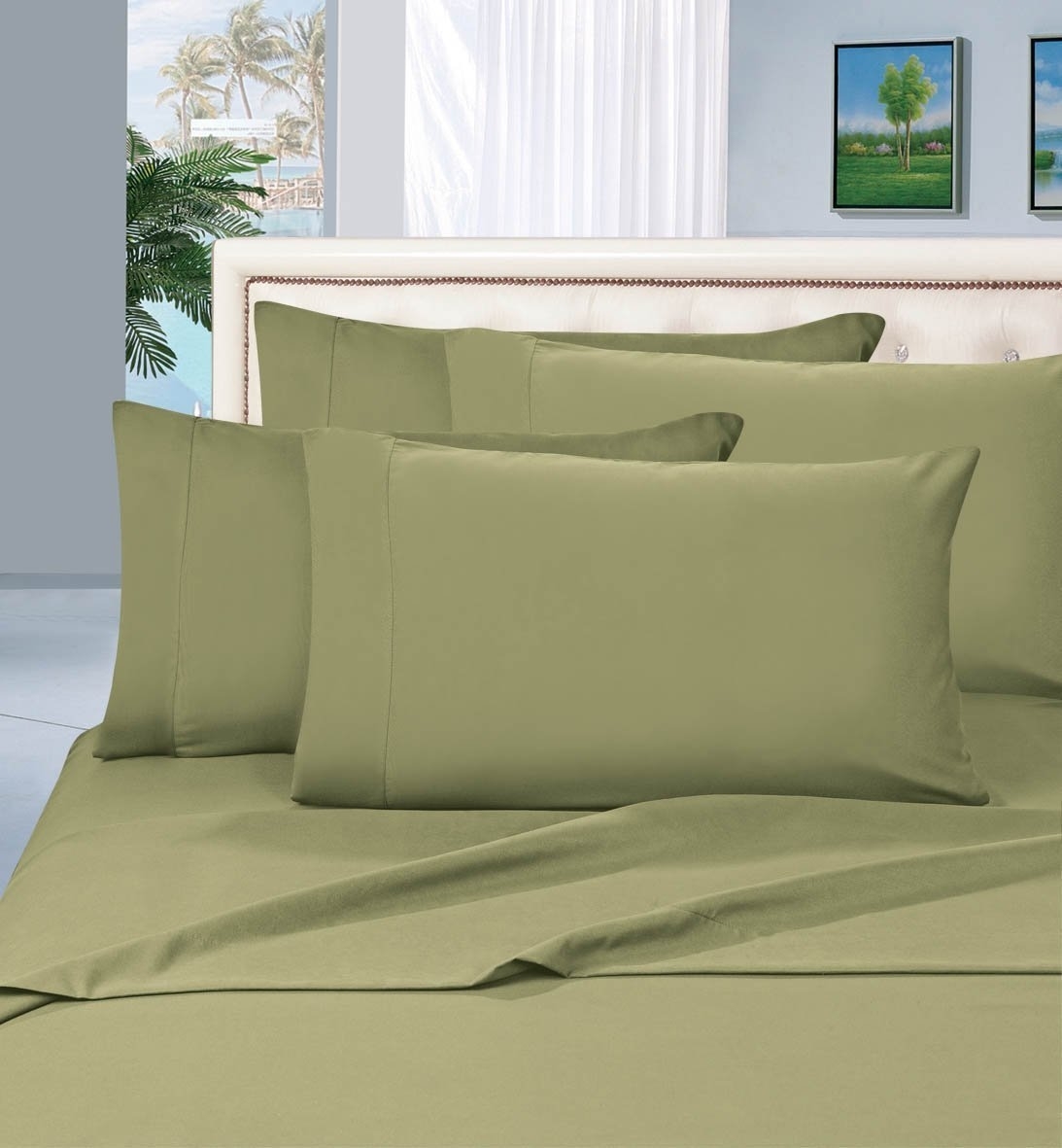 Elegant Comfort 1500 Series Wrinkle Resistant Egyptian Quality Hypoallergenic Ultra Soft Luxury 4-piece Bed Sheet Set, Queen, Sage-green