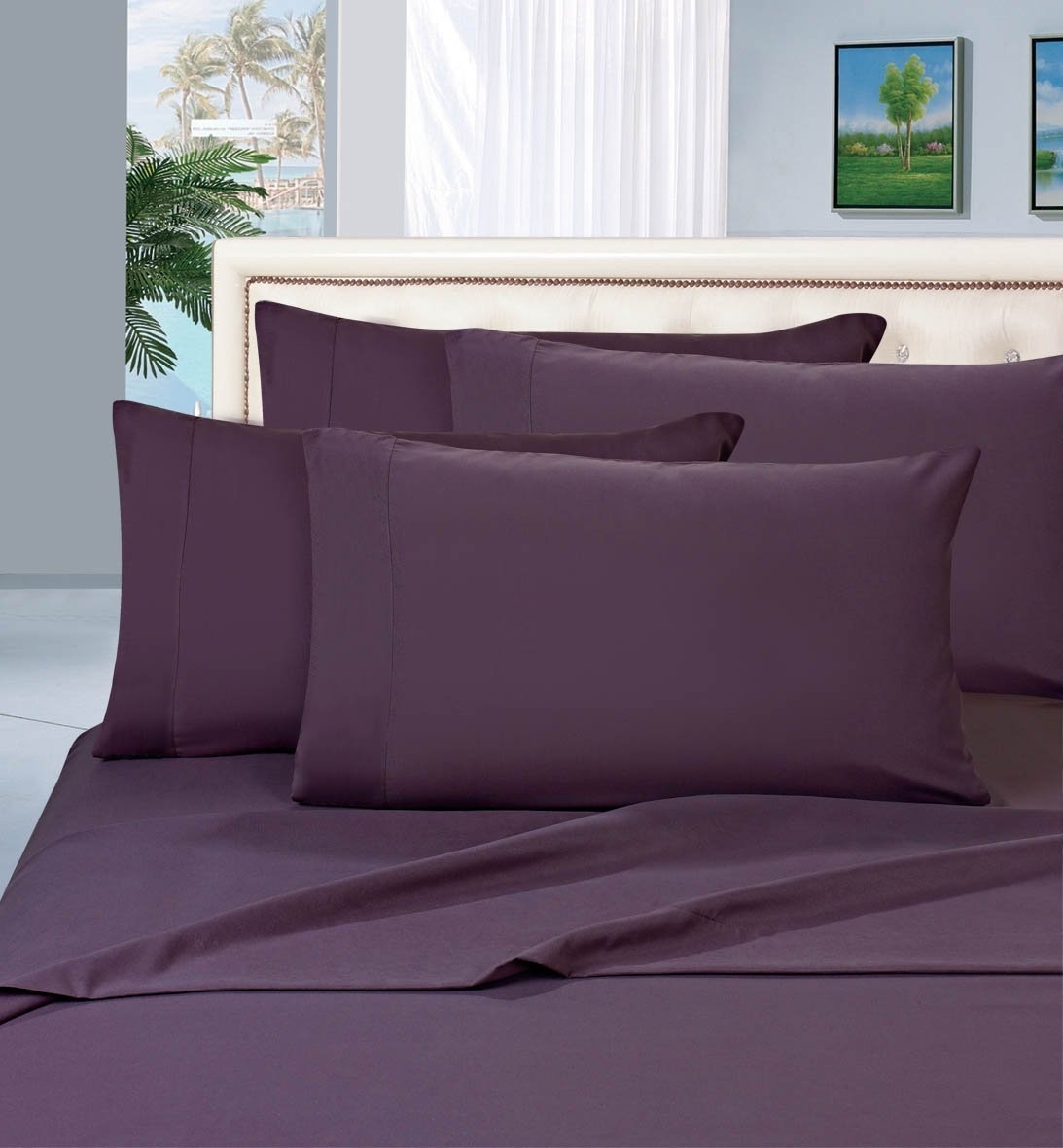 Elegant Comfort 1500 Series Wrinkle Resistant Egyptian Quality Hypoallergenic Ultra Soft Luxury 4-piece Bed Sheet Set, Queen, Purple