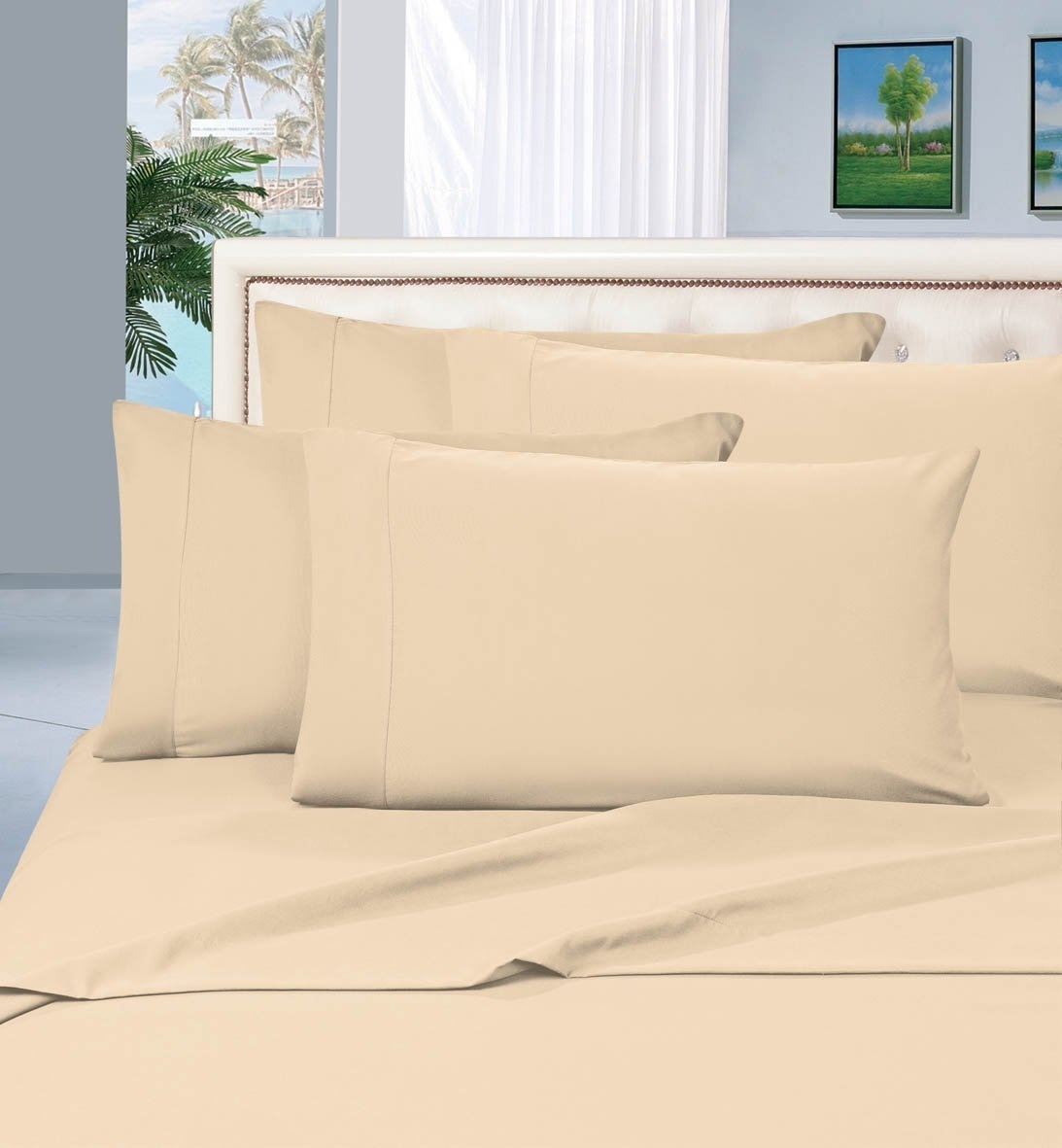 Elegant Comfort 1500 Series Wrinkle Resistant Egyptian Quality Hypoallergenic Ultra Soft Luxury 4-piece Bed Sheet Set, Queen, Cream