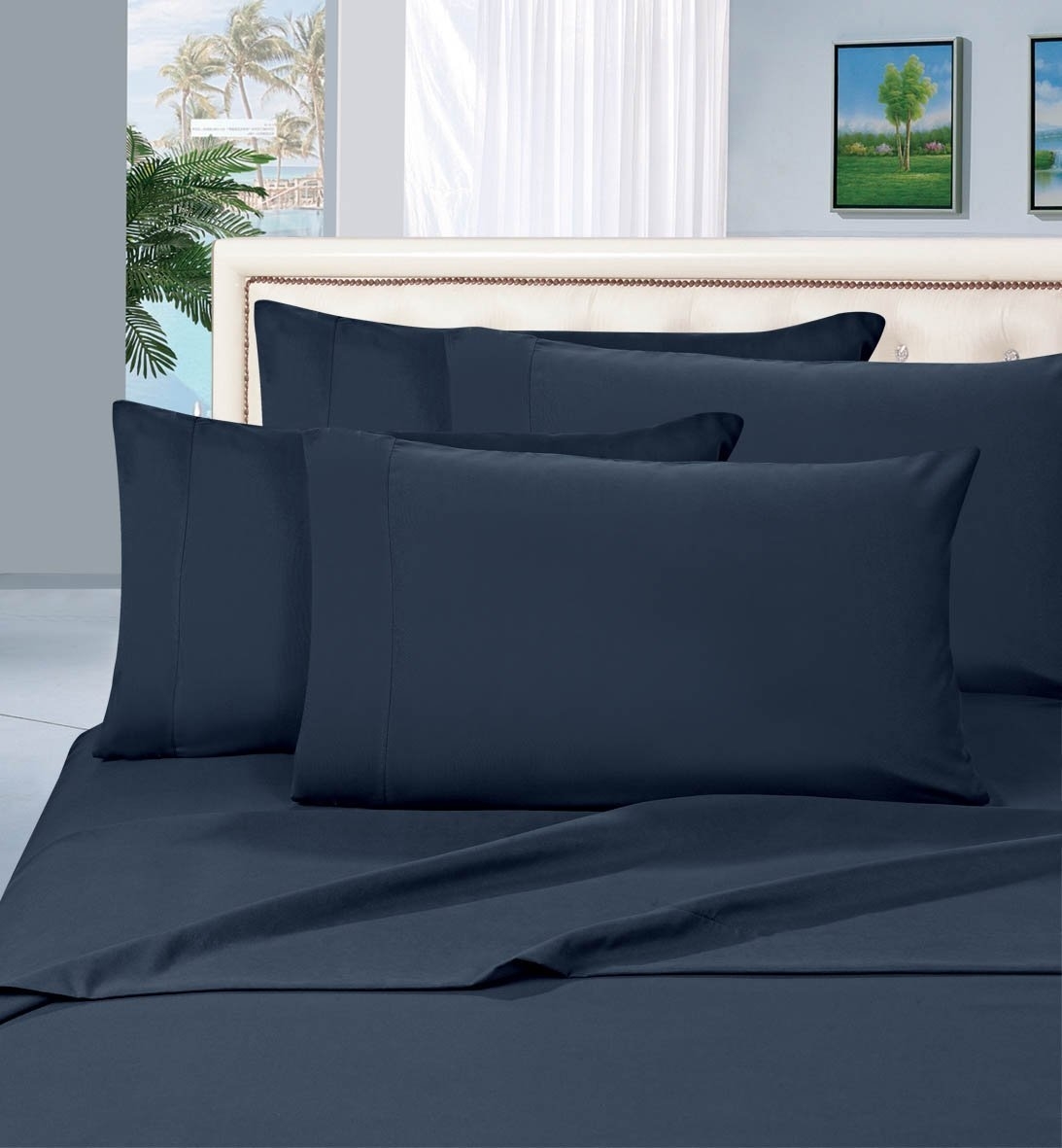 Elegant Comfort 1500 Series Wrinkle Resistant Egyptian Quality Hypoallergenic Ultra Soft Luxury 4-piece Bed Sheet Set, Queen, Navy Blue