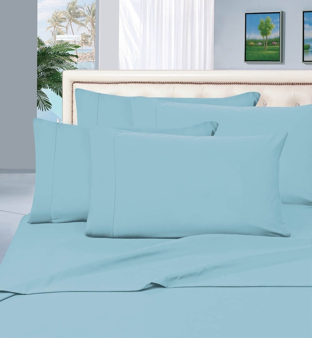 Elegant Comfort 1500 Series Wrinkle Resistant Egyptian Quality Hypoallergenic Ultra Soft Luxury 4-piece Bed Sheet Set, Queen, Aqua