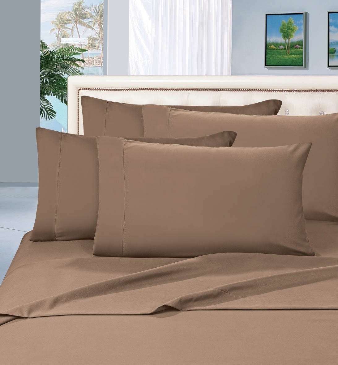 Elegant Comfort 1500 Series Wrinkle Resistant Egyptian Quality Hypoallergenic Ultra Soft Luxury 4-piece Bed Sheet Set, Queen, Taupe