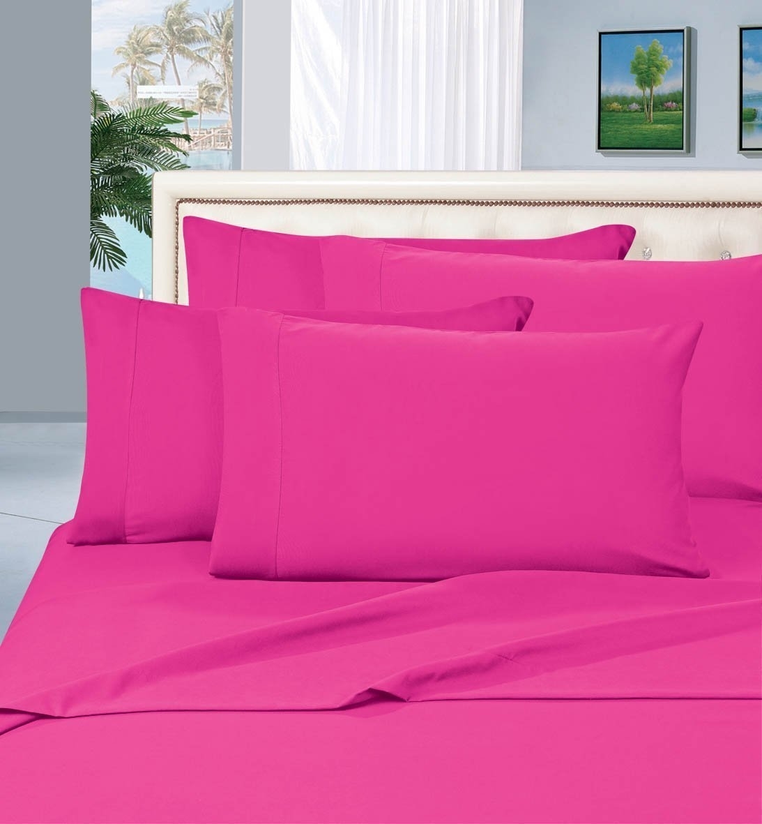 Elegant Comfort 1500 Series Wrinkle Resistant Egyptian Quality Hypoallergenic Ultra Soft Luxury 4-piece Bed Sheet Set, Queen, Hot Pink