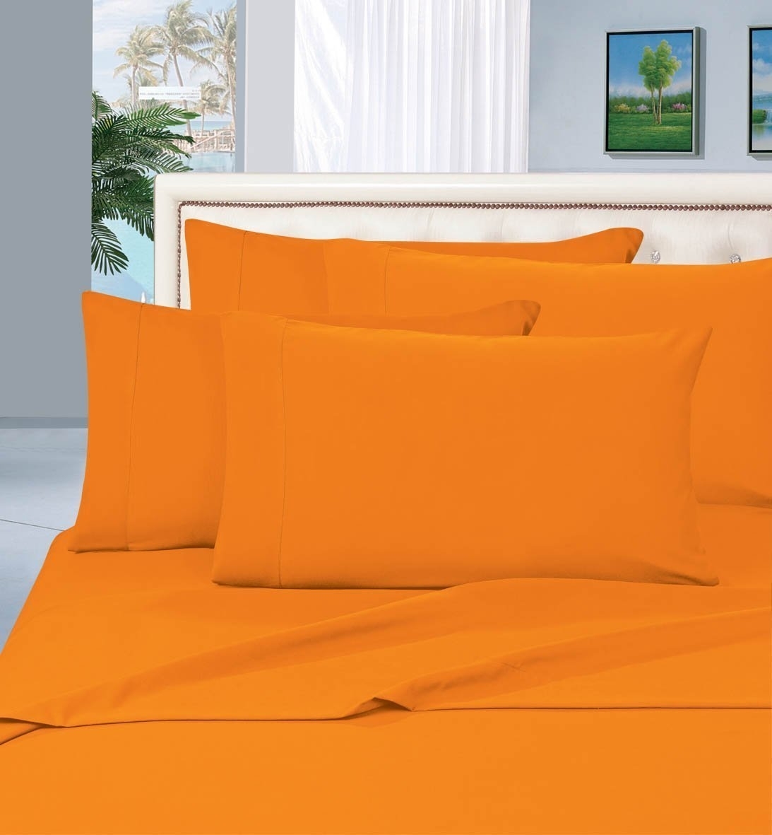 Elegant Comfort 1500 Series Wrinkle Resistant Egyptian Quality Hypoallergenic Ultra Soft Luxury 4-piece Bed Sheet Set, Queen, Flame Orange