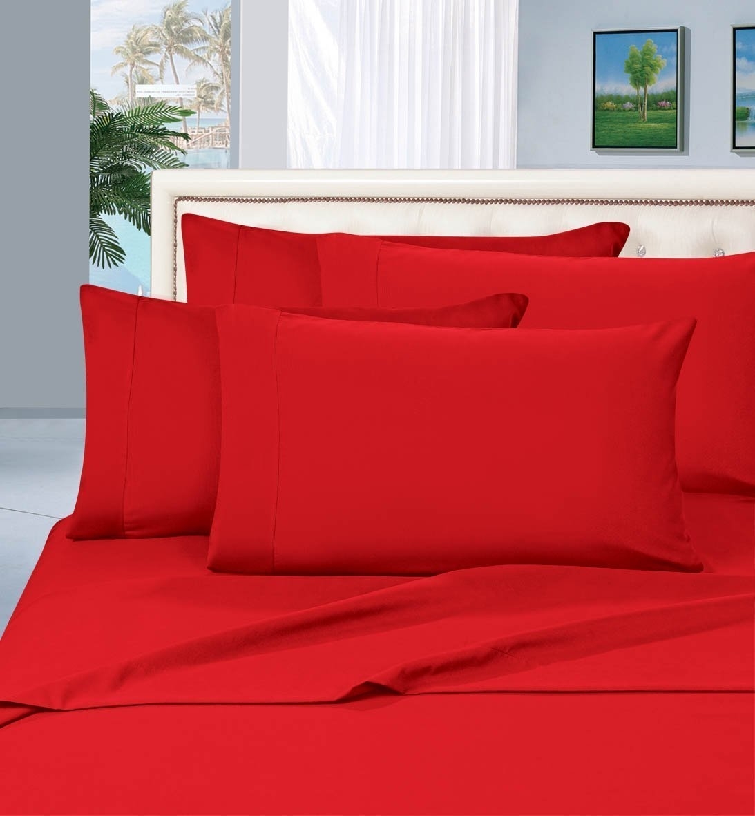 Elegant Comfort 1500 Series Wrinkle Resistant Egyptian Quality Hypoallergenic Ultra Soft Luxury 4-piece Bed Sheet Set, Queen, Red