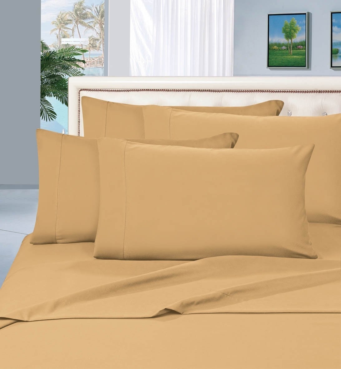 Elegant Comfort 1500 Series Wrinkle Resistant Egyptian Quality Hypoallergenic Ultra Soft Luxury 4-piece Bed Sheet Set, King, Camel-gold