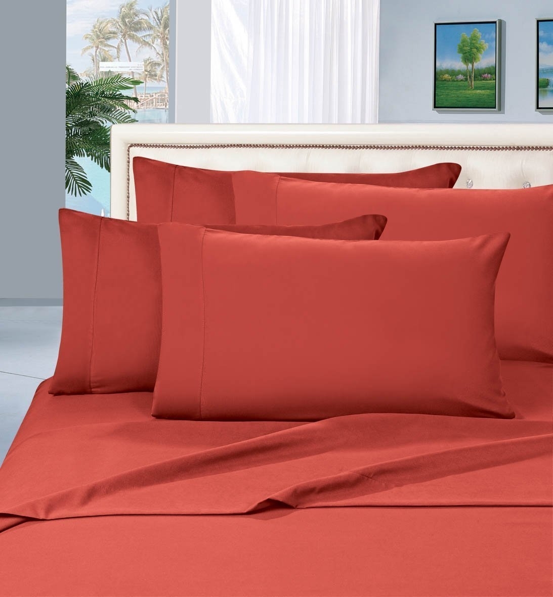 Elegant Comfort 1500 Series Wrinkle Resistant Egyptian Quality Hypoallergenic Ultra Soft Luxury 4-piece Bed Sheet Set, King, Rust