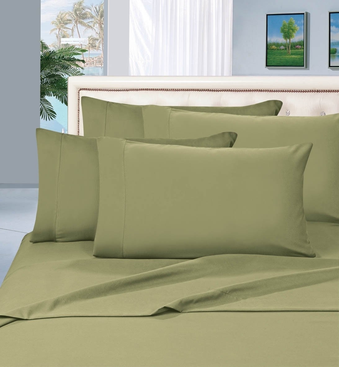 Elegant Comfort 1500 Series Wrinkle Resistant Egyptian Quality Hypoallergenic Ultra Soft Luxury 4-piece Sheet Set, California King, Sage