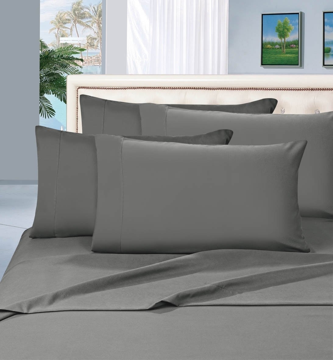 Elegant Comfort 1500 Series Wrinkle Resistant Egyptian Quality Hypoallergenic Ultra Soft Luxury 4-piece Sheet Set, California King, Gray