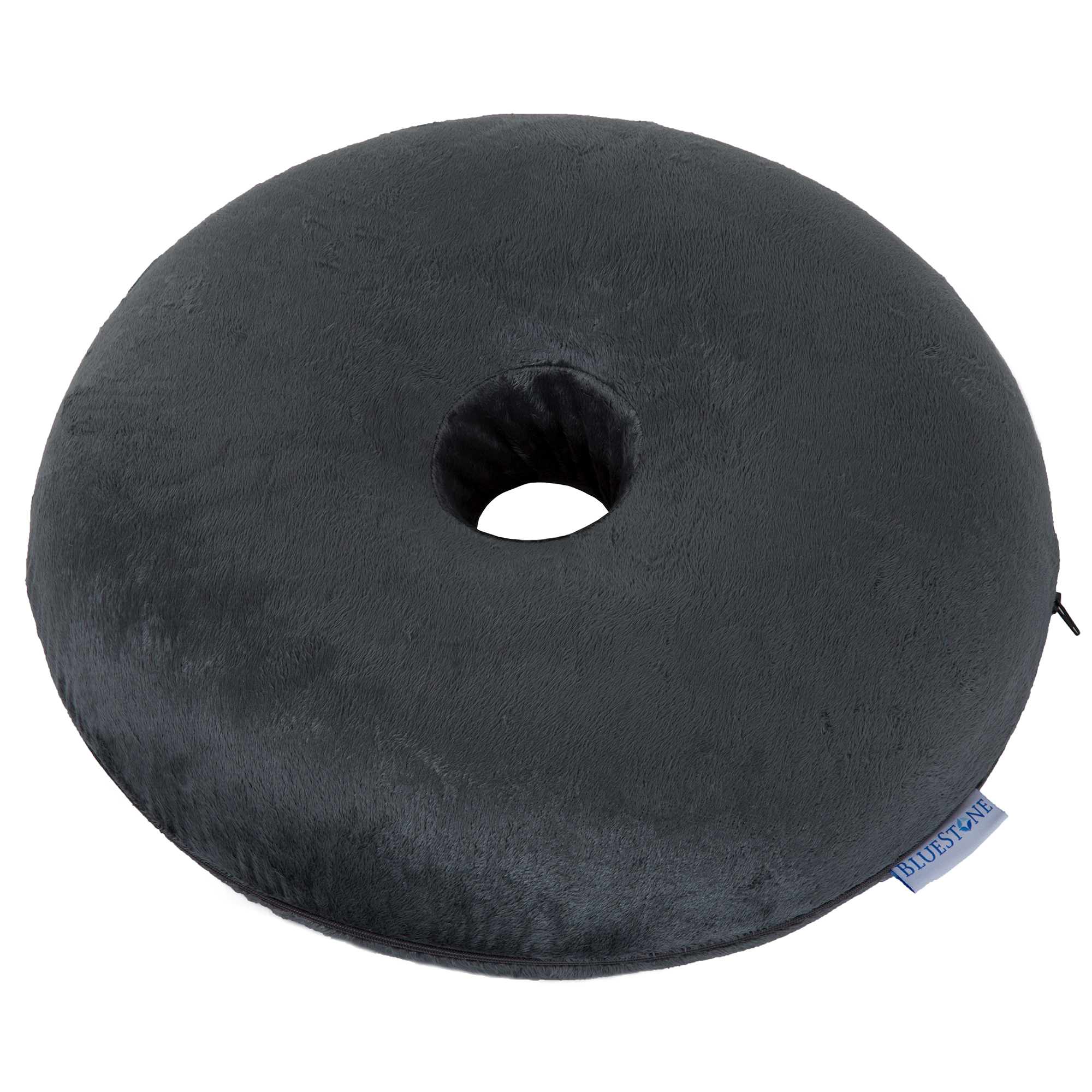 Bluestone Memory Foam Donut Cushion With Zippered Gray Plush Cover