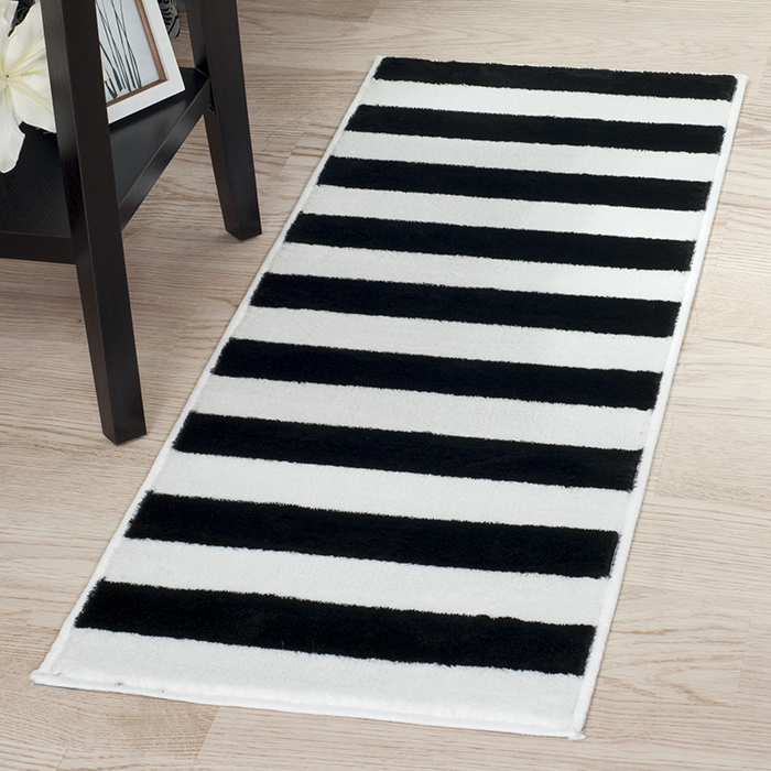 Lavish Home Breton Stripe Rug - Black & White - 1